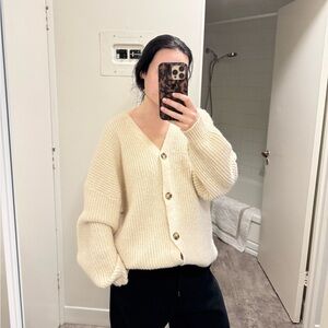 Oak + Fort Cozy Cream Button-Up Sweater